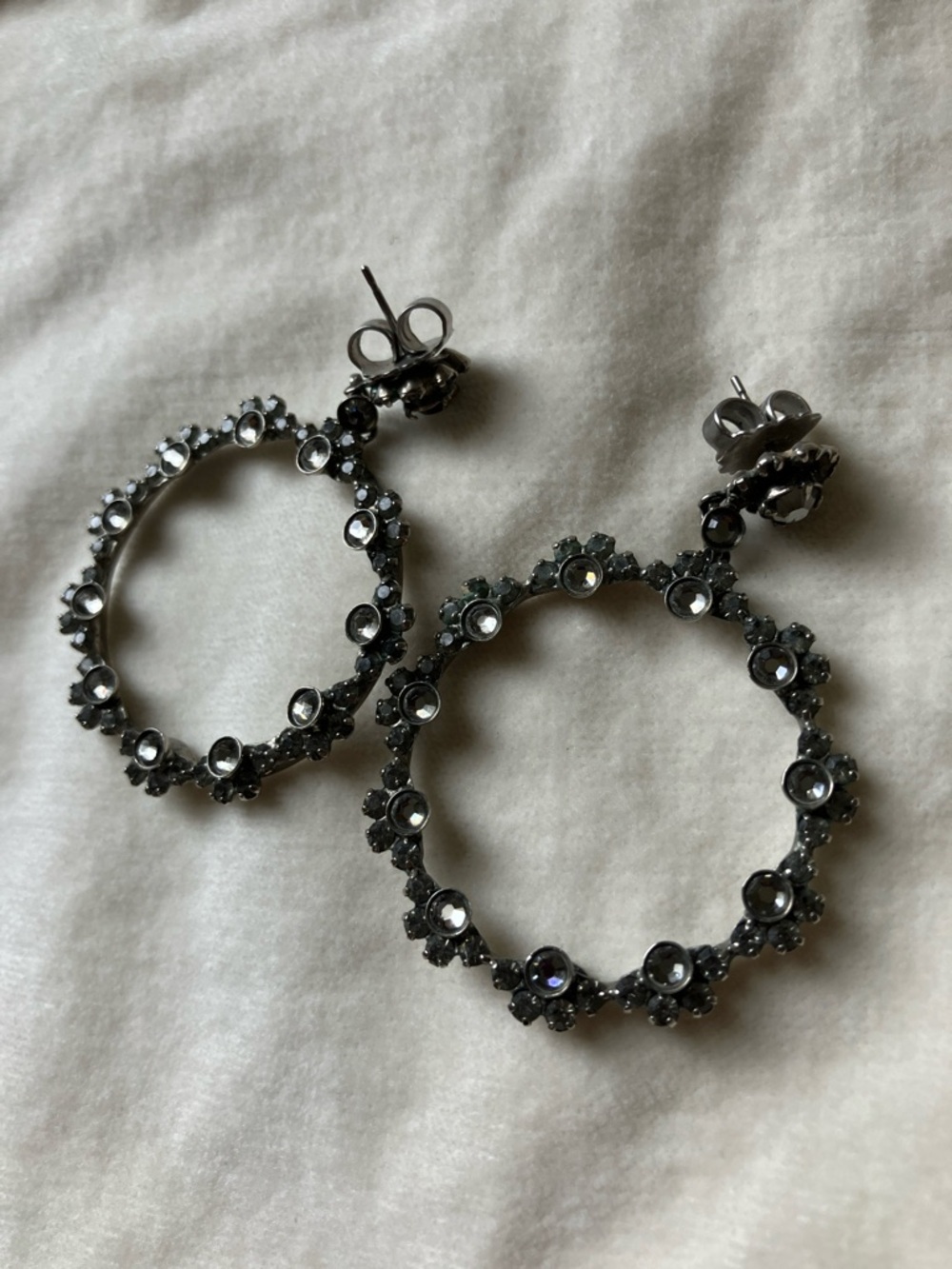 Sorrelli Gunmetal and Crystal Hoop Earrings